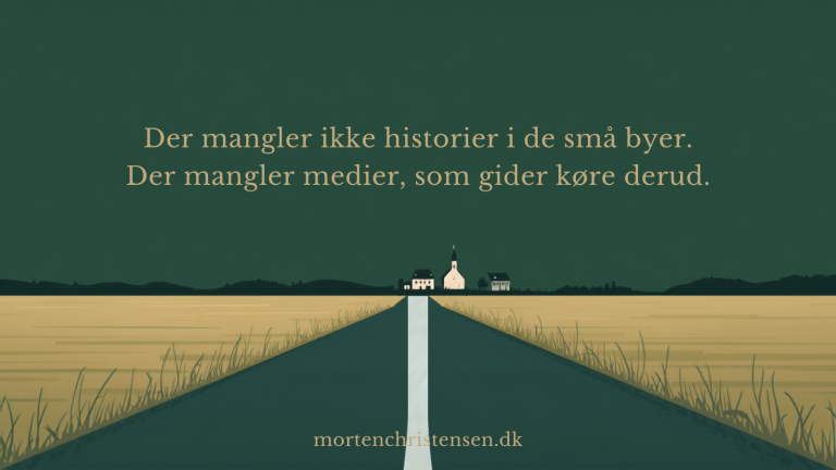 Grafik til artikel om, at de små byer ikke mangler historier, men lokale medier der dækker dem.