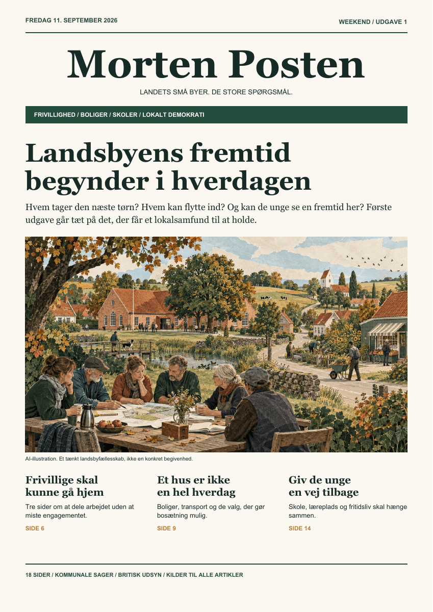 Forsiden af Morten Posten, udgave 1, 11. september 2026