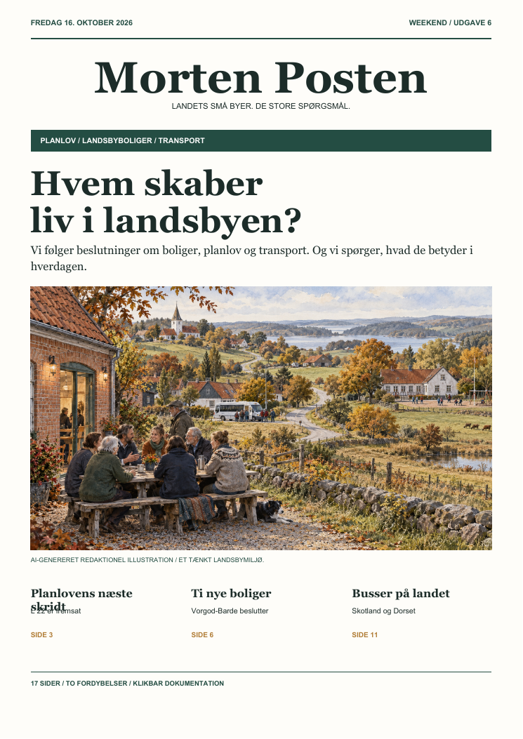 Forsiden af Morten Posten, udgave 6, 16. oktober 2026